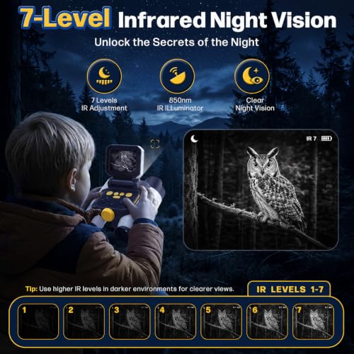 Binoculars for Kids with Night Vision,48MP Photo & 1080P Video | 10X Optical Zoom Digital Binoculars with 2.4" IPS Screen, 20 Built-in Games, STEM Outdoor Toys Gift for Boys Girls Age 4-12 - color: White