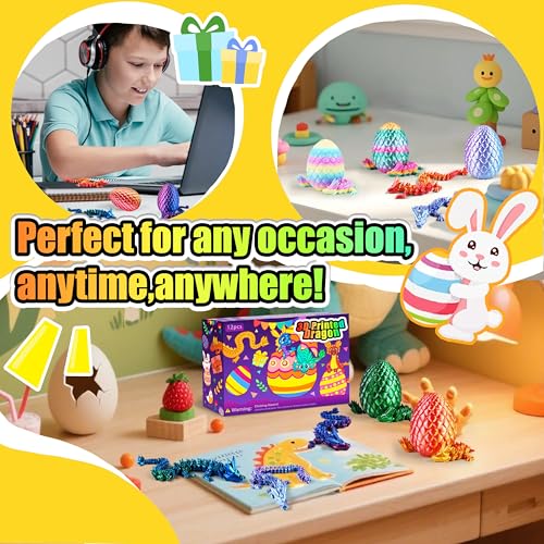 Impossmaker 12PCS 3D Printed Dragon Eggs with Dragon Inside, Cool Stuff Fun Gifts, Mini Dragons Eggs Set Articulated Crystal Fidget Toy for Adults Teens Boy Gifts Easter Basket Stuffers - style: 12P-S3