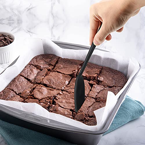 Patelai Mini Silicone Brownie Serving Spatula Flexible Nonstick Serve Turner Heat Resistant Cookie Slotted Spatula for Eggs in Small Frying Pan Cookie Batter Lemon Baked(Black, Red,4 Pieces) - color: Black, Red