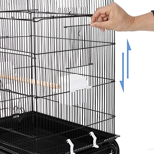 ZENY 63.4 Inch Bird Cage, Rolling Wrought Iron Parrot Cage | with Side-out Tray, Storage Shelf, Pet Bird House for Parrot Cockatiel Cockatoo Parakeet Macaw Finches