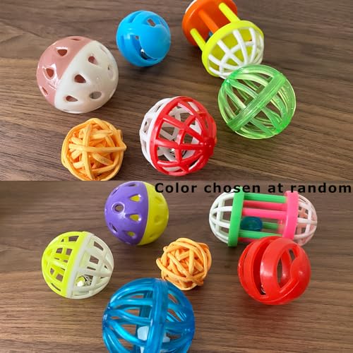 6Pcs Bird Ball Bell Toy Interactive Foraging Treat Feeder Parakeet Foot Toy | Conure Chewing Training Rattle Bells Spinning Balls, Parrot Cage Toys for Budgie Lovebirds Playgym Birdcage - size: 6 pcs bird toys