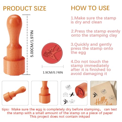 AHANDMAKER 5 Styles Mini Wooden Rubber Stamps, Carrier Pigeon Letter and Envelope Patterns Round Handle Stamps Decorative Wooden Stamp for DIY Crafting Scrapbooking Diary Decoration(No Ink Include) - style: Carrier Pigeon Letter