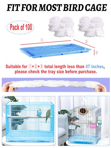 Disposable Bird Cage Liners - Clear Plastic Parakeet Liner Bags - 100 Pcs Universal Film for Finches, Canaries, Cockatiels - size: 100PCS