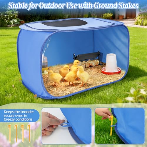 Chicken Brooder Box for Chicks, Pop Up Chick Brooder Kit | Clear Window, Waterproof Mat & Storage Bag, Square Indoor Outdoor Baby Chicken Starter Kit
