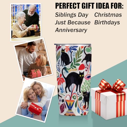 Jztco Cat Gifts for Women 20 oz Tumbler, Cat Stainless Steel Insulated | Cat Themed Insulated Travel Coffee Mugs Water Bottle, Cat Lover Gifts for Women Girls Mom Christmas Birthday Gifts - color: Multi 1350
