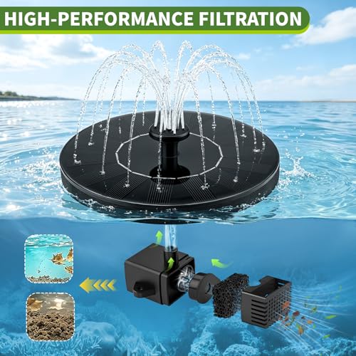 1.5W Solar Fountain, Solar Water Fountain with 6 Nozzles, Solar Water Pump Floating Fountain for Bird Bath, Pond, Garden, Pool, Fish Tank - color: 1.5w Solar Fountain Pump