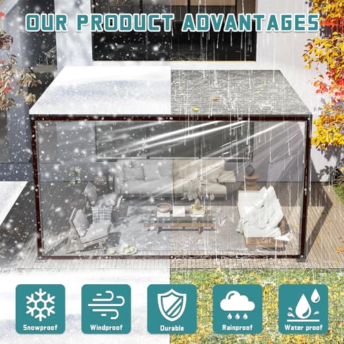 Clear Tarp Heavy Duty Waterproof - with Grommets Tarps, 7X9 Clear Patio Enclosure Tarpaulin for Porch Cover Chicken Coop Covers for Winter Transparent Lonas - size: 7x9FT