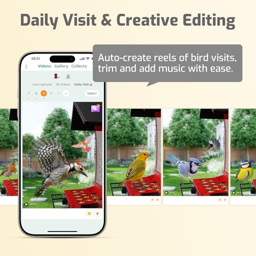 Smart Bird Feeder with Camera, 2.5K Ultra-HD Bird Camera | Free AI Identify Bird Species, Live Stream, Solar Powered Bird Feeder, 2.4L Large Capacity, Gift for Men Women Bird Lovers - color: White Camera