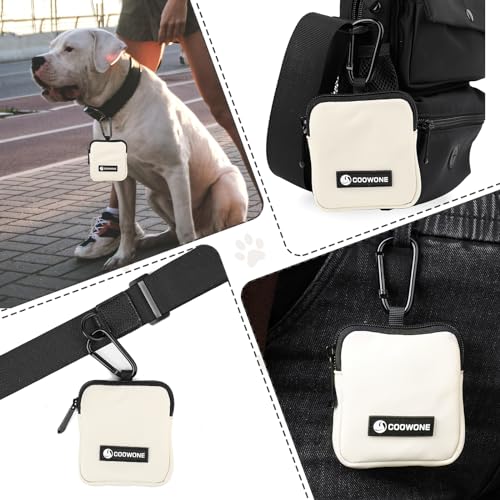 Waterproof Dog Treat Pouch, Dog Training Treat Pouch Built in Poop Bag Dispenser Adjustable Shoulder Bag (BLK) (Beige Small Pouch) - color: Beige