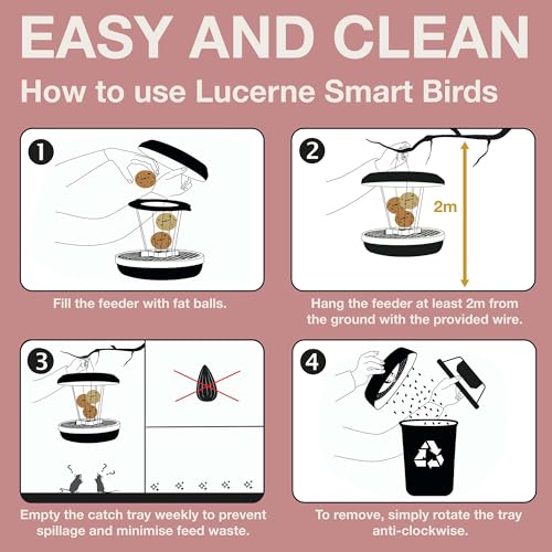 SWISSINNO Bird Feeders - No Mess Fat Ball/Suet Feeder for Outdoors Hanging - Smart Birds Lucerne Spill Proof Wild Cardinal Bird Feeder with Integrated Seed Catcher Tray - Dusty Rose - color: Dusty Rose, style: Lucerne