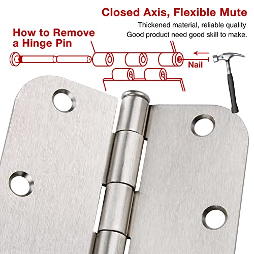 TDCHINGES Residential Brushed Nickel Door Hinges 3.5" X 3 1/2" 5/8" Radius | 18 Pack Round No Squeak Exterior Interior Standard Bifold Hollow Core Wooden Doors Office Bedroom Study Rental Home Hardware - color: Satin Nickel, size: 18 Pack