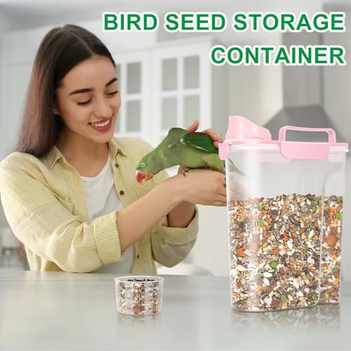 TBMax Cat Dog Food Container 5 to 7 lbs, Secondary Pet Food Storage Beyond a Large Dog Food Bin for Daily Use, Easy-Pouring Bird Seed Dispenser, Portable Travel Kibble Container for Outdoor Feeding - color: Pink, size: 6 Qt