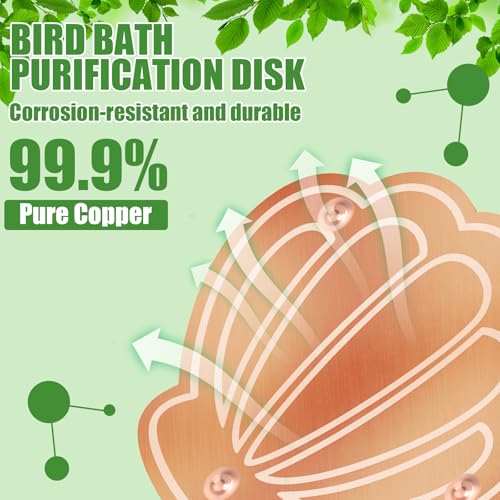 4 Pack Pure Copper Disk for Bird Bath Water Cleaner,Ocean | Triple-point Support, Outdoor Bowl Purification, Algae Prevention Safe, Pure Copper Discs, Flower Petal Design Shapes - size: Ocean
