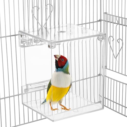 Happyyami Hanging Bird Bath Box for Cage Multifunctional Bird Bath Cage Accessory for Parakeet Cockatiel and Small Birds Space-Saving Shower Indoor Accessories 6.49 X 5.11 X 5.11 in