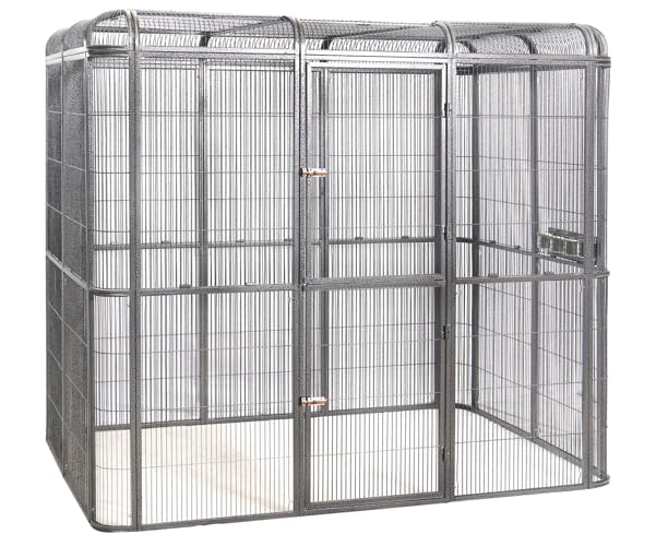 SENY Heavy Duty Large Walk-in Bird Aviary Cage, 79H x 86W x 62D inches, for Parrots, Macaws, Cockatoos, Reptiles, Dogs, Birds Flight Cage. (Silver Black, Wire Size: 0.20") - color: Silver Black, size: Wire Size: 0.20"