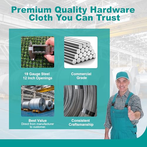 Black Hardware Cloth, 48'' x 100' 1/2 inch 19 Gauge, Chicken Wire Fencing, Welded Wire Fencing, Wire Mesh Roll, Cage Wire, Garden Fencing, Wire Cloth, Animal Enclosure & Garden Protection