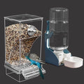 Automatic No Mess Bird Feeder Water Dispenser Set | Acrylic Transparent Parakeet Cage Accessories Bird Feeder and Waterer in Cage for Small and Medium Cockatiel Finche Lovebird - color: Transparent + Blue