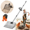 12inch Large Metal Chicken Poop Scooper for Sand with Ergonomic Grip, Adjustable Angle 2 in 1 Chicken Coop Scoop & Rake (39-66"), Stainless Steel Litter Sifting Shovel Chicken Coop Cleaning Tool, Farm