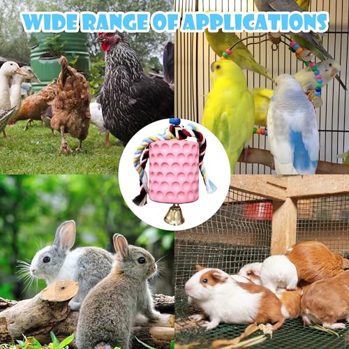 Chicken Toys,Bird Beak Grinding Stone,Chicken Coop Accessories,Chew Treats Toy with Bell for Chicken, Hens, Turkeys,Ducks,Birds,Poultry(Pink) - color: PINK