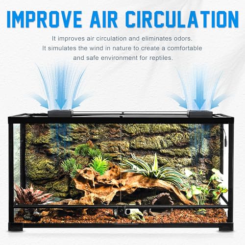 2PCS Reptile Ventilation Fan with Humidity Sensor and High-Temp Alarm, Fan Dehumidifier for Reptile Enclosure and Terrarium - color: 2PCS-Black