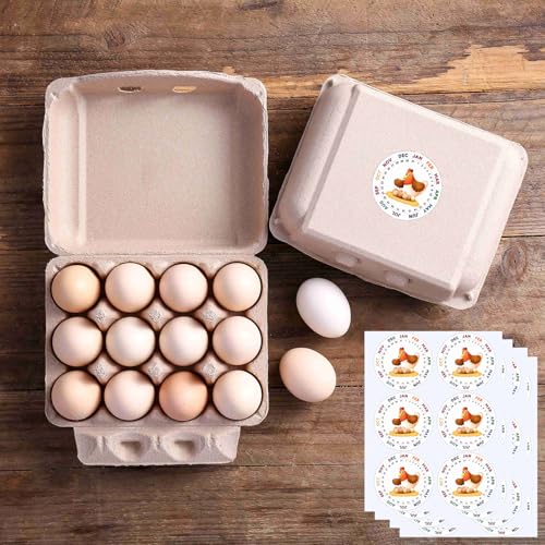 100PCS Vintage Egg Cartons with Labels, Paper Pulp Square Dozen Egg Carton | Classical 3x4 Style Egg Basket Holds Up to One Twelve 12 Count Chicken Eggs, Stickers, Made from Natural Recycled Cardboard - size: Dozen Egg Cartons 100 Pcs Set