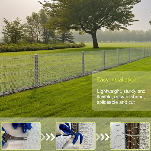 Chicken Wire Fencing, 16.5 Inch x 60 Ft Chicken Wire Mesh for Garden Plants | 24 Rifny 1 Inch Mesh, Hexagonal Galvanized Metal Poultry Wire Netting Roll, for Chicken Coop Rabbit Dogs Barrier - size: 16.5 x 720 Inches-1 Inch Mesh