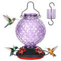 25 OZ Glass Hummingbird Feeder for Outdoors, Leak Proof Hummingbird Feeder with Ant Moat, 4 Bee Resistant Feeding Ports, Easy Clean Wide Mouth Design, Hanging Nectar Feeder, Purple - color: Purple - 25oz