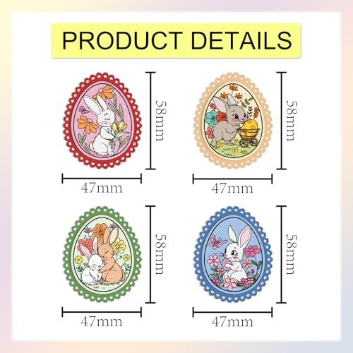 GLOBLELAND Happy Easter Bunny Eggs Clear Stamps and Metal Die Cuts Rabbit Egg Transparent Stamp Egg Frame Cutting Dies for Card Making Embossing Scrapbooking - style: Easter Bunny Egg