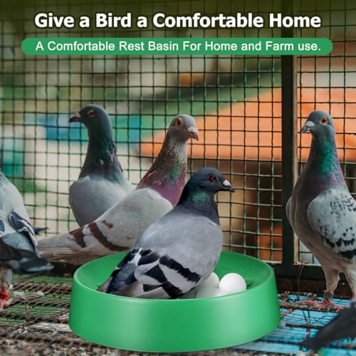 Balacoo 10 Pcs Pigeon Nest Bowls, Durable Plastic Dove Nesting Box with Pad | Breathable Washable Quail Nest, Bird Egg Rest Beds for Doves, Pigeon, Quails & Small Birds - Bird Cage Supplies (Green)