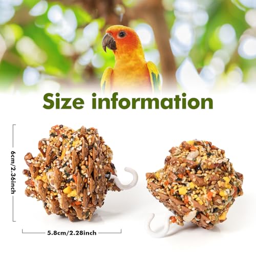 Abizoo Natural Pinecone Chew Toys with Edible Sunflower & Veggies - Malt Sugar Coated Foraging Enrichment for Parrots Cockatiels Conures Budgies Immune & Digestive Support Safe Bird Toy 2pcs