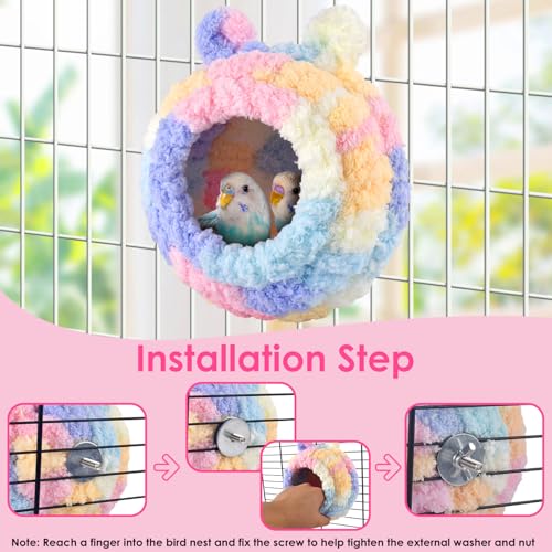 KATUMO Lovebird Nest, Bird Breeding Bed Parrot Snuggle Hut Conure House for Budgie Cockatiel Conure Lovebird Canary Finch Hamster Small Pets - size: L (Pink)