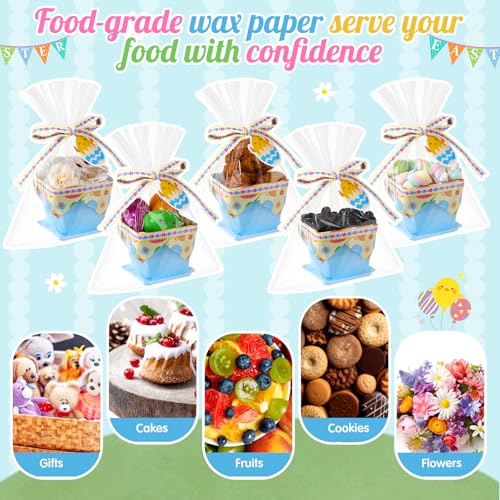 36 Set DIY Mini Easter Basket Stuffers Gift Baskets Empty Bulk Small Plastic Treat Boxes 4 Inch for Candy Snack Cookie Toy Fillers for Easter Egg Hunt Church Spring Party Favors