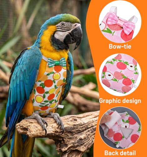4 Pcs Parrot Diaper, Reusable Cockatiel Diaper with Waterproof Inner | Cotton Bird Clothes Diaper for Parakeet Cockatiel Mini Chicken Duck (4.7 x 2.8 In)