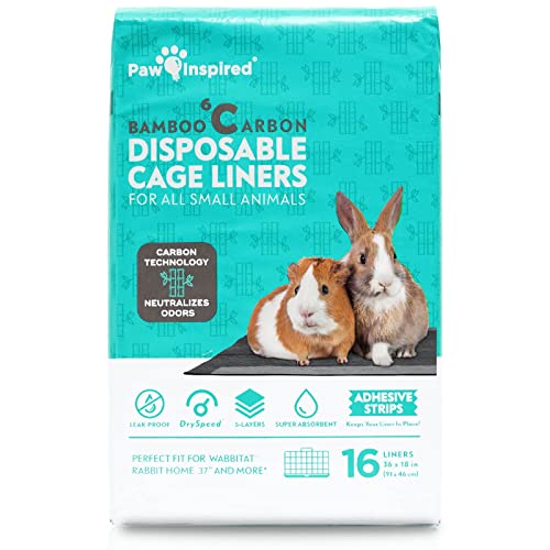 Paw Inspired Disposable Cage Liners, 36x18 Inch (Wabbitat 37), 16 ct | Bamboo Charcoal Odor Controlling, Super Absorbent Pads For Guinea Pigs, Ferrets, Rabbits, Hamsters, Small Animals - size: 36x18" (Wabbitat 37") - 16 ct
