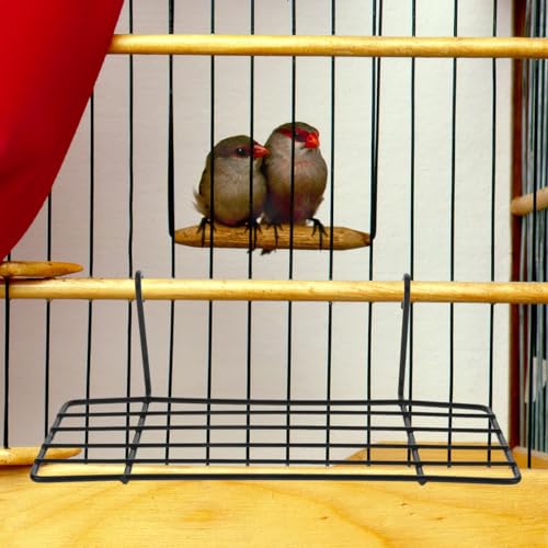 POPETPOP Grid Iron Wall Shelf Bird Cage Platform Perch with Hooks for Parrots and Small Birds Hanging Wire Shelf for Cage Wall Decoration 3 Pack 9.84 X 5.90 X 8.26 in