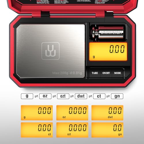 Travel Digital Pocket Scale 200g/0.01g, Digital Gram Scales | Mini Food Scale with 50g Calibration Weight for Food, Powder,small items, Tea, Jewelry, Coins (Battery Included)-Red - color: Red