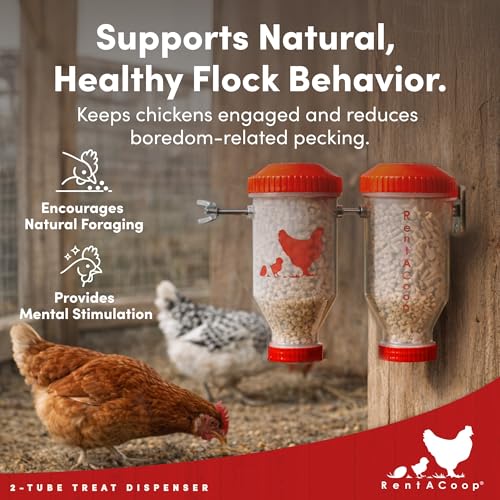 RentACoop Chicken Treat Dispenser - 2 Tube Enrichment Toy - size: Small Clear Tubes