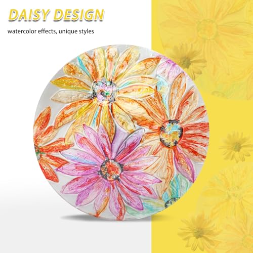 Glass Bird Baths for Outdoors, Bird Feeders Bowl for Garden Decor | 25 Inch Height Glass Bird Bath for Outside, Daisy Birdbaths Bowl with Metal Stake, Bird Feeders for Garden, Patio, Lawn Decor - color: daisy