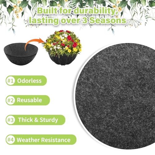 Riare 16x80 Inch Black Felt Planter Liner Roll- 2 Rolls Non-Woven Fabric Planter Liner for Outdoor Plants, Coco Liner Roll Alternative Basket Planter Liner for Planters Hanging Basket Window Box
