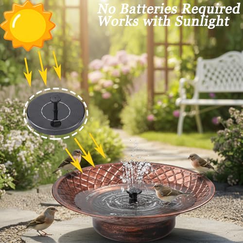 Bird Bath for Outside, 12.6" Solar Powered Bird Bath with Fountain, Metal Bird Bath Bowl, Outdoor Patio Lawn Decor (Bronze) - color: Bronze