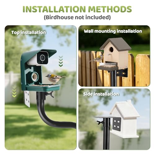Upgraded Bird House Pole Heavy Duty Bird Feeder Pole Thickened Pole with 4 Hooks,Wind-Resistant Water Bowl,Mesh Tray,Y-Shape Platform Bird House Frame for Yard Garden Backyard(Not Include Birdhouse) - size: Without Baffle