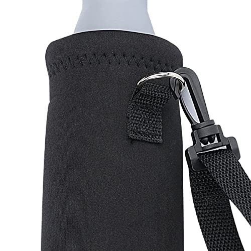 AMARY 500ML Neoprene Water Bottle Carrier Bag with Adjustable Shoulder Strap,Insulated Water Bottle Cover for Stainless Steel/Glass/Plastic Bottles 16.9OZ (Black) - color: Black