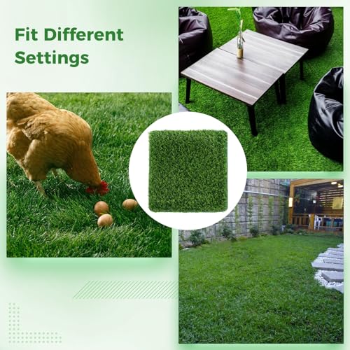 24 Pack Chicken Nesting Box Pads, Washable Artificial Turf Mats, Reusable Fake Grass Beddings for Chicken Coops, Indoor/Outdoor Green Rugs for Poultry and Home Décor, 12x12-inch