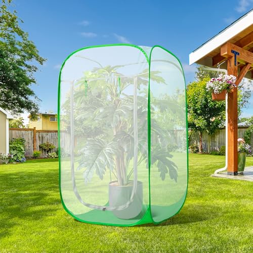 48" x 28" x 28" Pop Up Garden Mesh Plant Cover, Plant Protectors Mesh Plant Enclosure, Garden Net Cage Pest Protection Guard Tent with Storage Bag for Protect Plant Vegetable Fruit from Birds Insects - color: 48 X 28 X 28 Inch