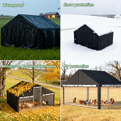 Chicken coop Cover, Waterproof in Winter. Suitable for Rooftop Chicken coops, Full Coverage. Black (No Chicken coop - size: 81.8"Lx81.8"W x 78.7"H
