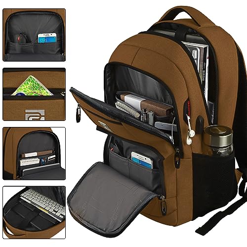Laptop Backpack,Business Travel Anti Theft Slim College Backpack | Water Resistant Durable Computer Bag Gift for Women & Men Fits 15.6 Inch Laptop and Notebook - Brown - color: Brown, size: 15.6 Inch, style: Laptop