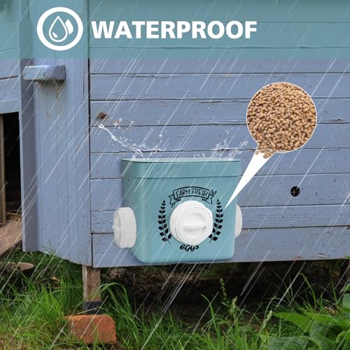 ‎Tgeyd Chicken Feeder and Chicken Waterer Set - Hanging Automatic Chicken Feeder No Waste - Chicken Coop Accessories - Poultry Waterer with 2 Gallon/10 Pounds