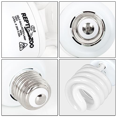REPTI ZOO Reptile Heat Lamp Combo Pack, 100W UVA Daylight Basking Spot Light Heating Lamp and 26W UVA UVB Reptile Light Energy Saving Spiral Compact Lamp UVB Bulb 5.0 - size: CBL07