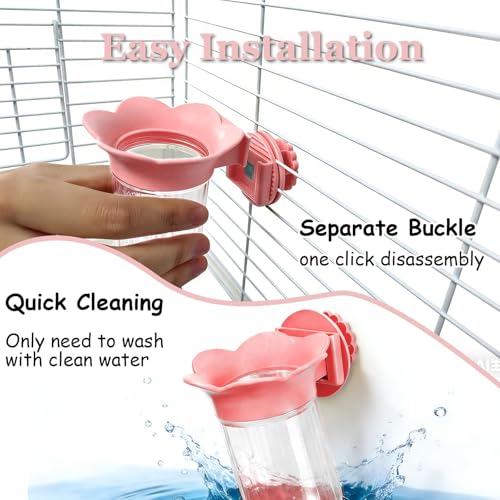 7 PCS Bird Cage Feeder for Vegetable Millet Holder Cage Accessories with Parrot Fruit Forks for Budgie Cockatiel Lovebirds Parrot (Pink) - color: Pink