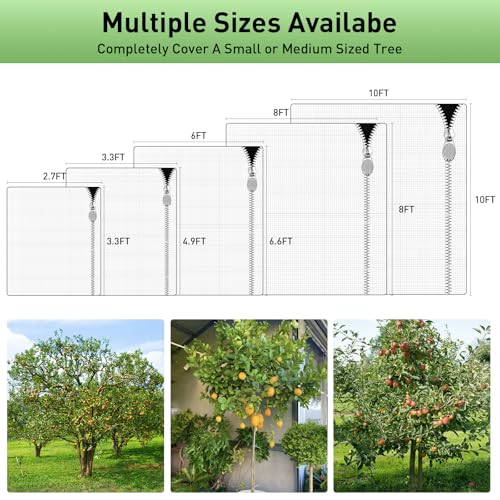 2PCS Large Fruit Tree Netting with Drawstring and Zipper, 6 x 6.6FT Blueberry Bush Netting Cover, Garden Bird Netting Plant Cover for Protect Plant Fruit Flower from Birds, Bugs, Cicadas, Insects - color: 2pcs-6.6x6ft
